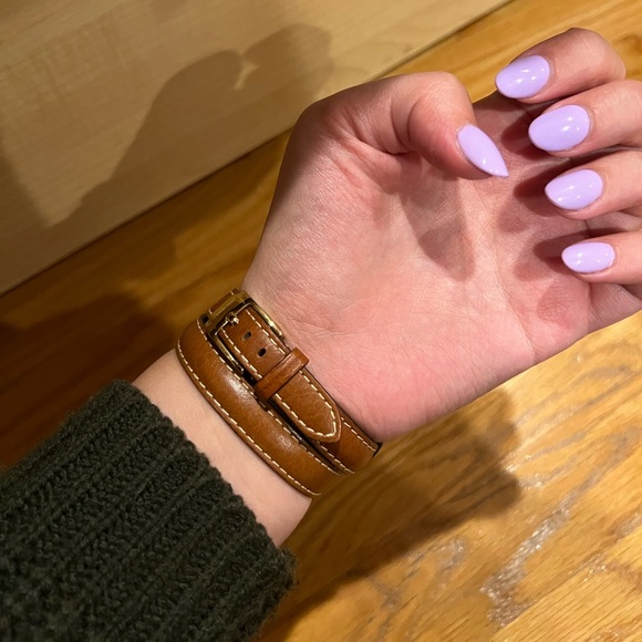 Michael Kors Double Band Leather Gold Watch - Picture 3 of 7